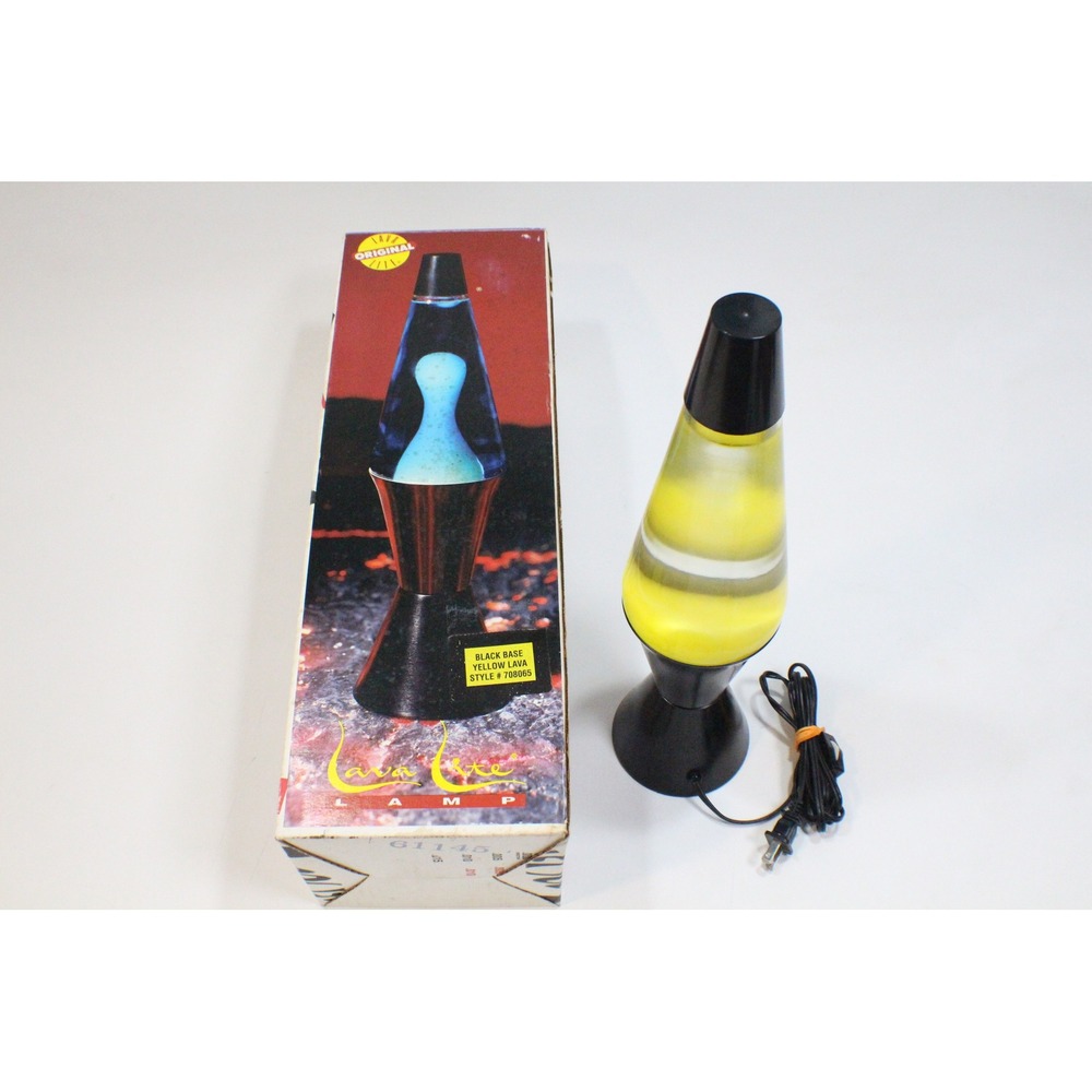 Vintage Lava Lite Lamp Midnight Series Yellow Lava Style 708065 Original Box 16"